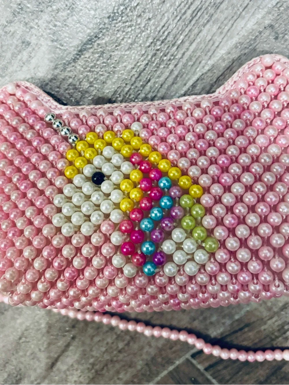Girls Light Pink Unicorn Purse with Florida Beading